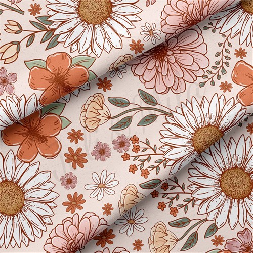 Floral Double Brushed Polyester Fabric Jersey Stretchy Soft Polyester Stretch Fabric
