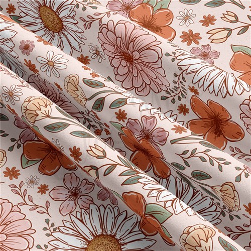 Floral Double Brushed Polyester Fabric Jersey Stretchy Soft Polyester Stretch Fabric