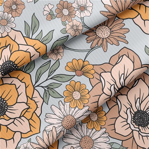 Floral Rib Knit Fabric, RBK1606 & Get a Free $89.99 Embroidery Bundle