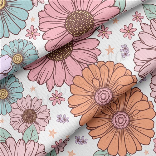 Floral Rib Knit Fabric, RBK1581 & Get a Free $89.99 Embroidery Bundle