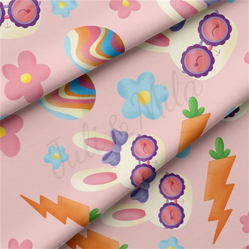 bunny Easter Double Brushed Polyester Fabric Jersey Stretchy Soft Polyester Stretch Fabric