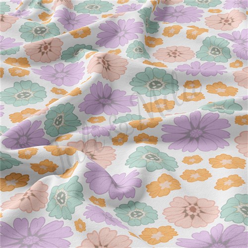 Floral Flowers Double Brushed Polyester Fabric Jersey Stretchy Soft Polyester Stretch Fabric