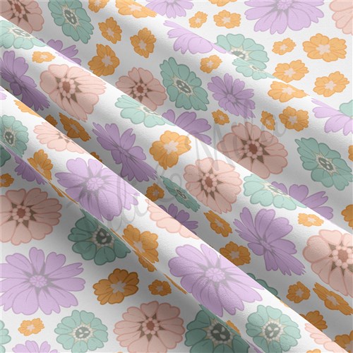Floral Flowers Double Brushed Polyester Fabric Jersey Stretchy Soft Polyester Stretch Fabric