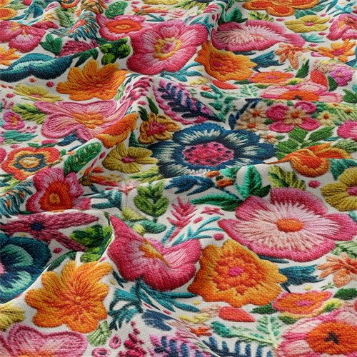 Embroidery Floral Double Brushed Polyester Fabric Jersey Stretchy Soft Polyester Stretch Fabric