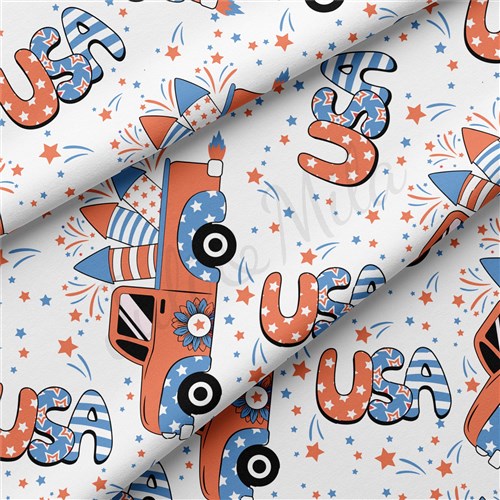 4th of July Patriotic Double Brushed Polyester Fabric Jersey Stretchy Soft Polyester Stretch Fabric