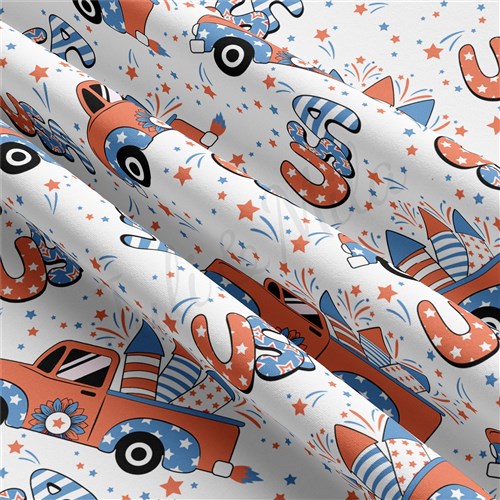 4th of July Patriotic Double Brushed Polyester Fabric Jersey Stretchy Soft Polyester Stretch Fabric
