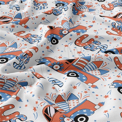 4th of July Patriotic Double Brushed Polyester Fabric Jersey Stretchy Soft Polyester Stretch Fabric