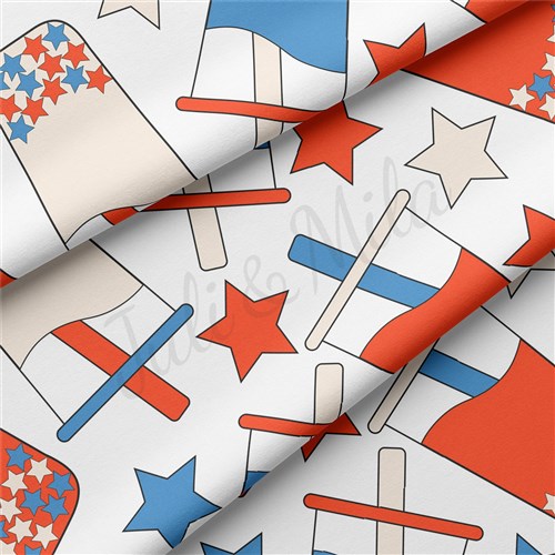 4th of July Patriotic Double Brushed Polyester Fabric Jersey Stretchy Soft Polyester Stretch Fabric