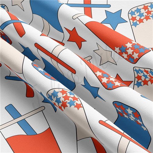 4th of July Patriotic Double Brushed Polyester Fabric Jersey Stretchy Soft Polyester Stretch Fabric