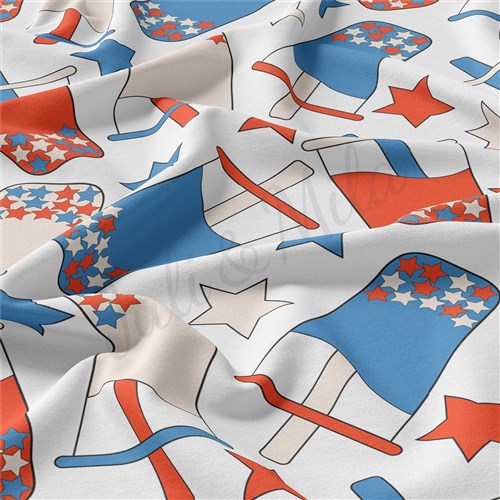 4th of July Patriotic Double Brushed Polyester Fabric Jersey Stretchy Soft Polyester Stretch Fabric