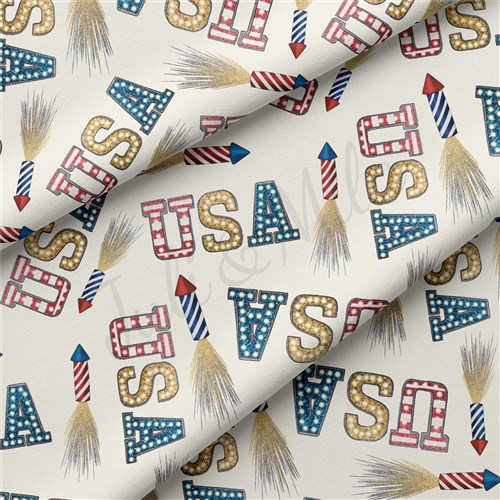 4th of July Patriotic Double Brushed Polyester Fabric Jersey Stretchy Soft Polyester Stretch Fabric
