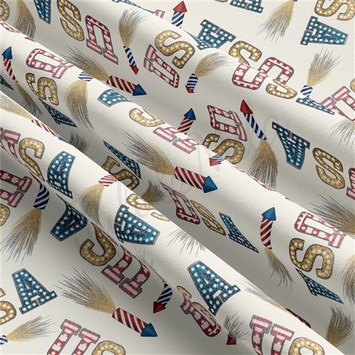 4th of July Patriotic Double Brushed Polyester Fabric Jersey Stretchy Soft Polyester Stretch Fabric
