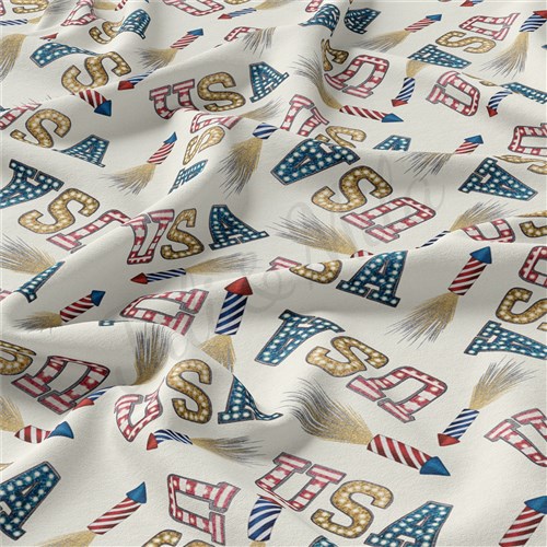 4th of July Patriotic Double Brushed Polyester Fabric Jersey Stretchy Soft Polyester Stretch Fabric