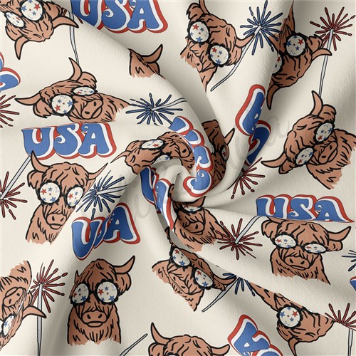 4th of July Patriotic Double Brushed Polyester Fabric Jersey Stretchy Soft Polyester Stretch Fabric