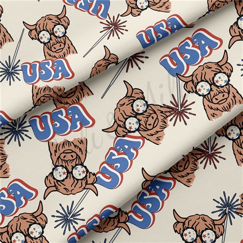 4th of July Patriotic Double Brushed Polyester Fabric Jersey Stretchy Soft Polyester Stretch Fabric