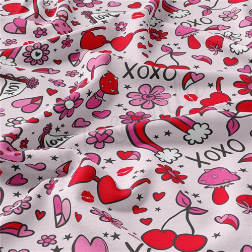 Valentine's Day Double Brushed Polyester Fabric Jersey Stretchy Soft Polyester Stretch Fabric