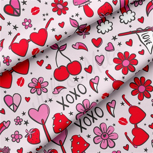 Valentine's Day Double Brushed Polyester Fabric Jersey Stretchy Soft Polyester Stretch Fabric