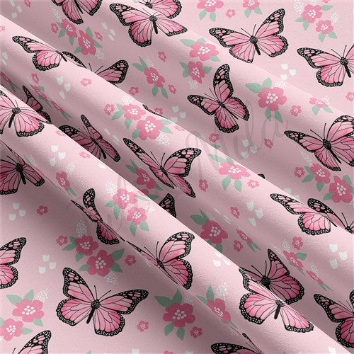 Butterflies Double Brushed Polyester Fabric Jersey Stretchy Soft Polyester Stretch Fabric