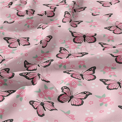 Butterflies Double Brushed Polyester Fabric Jersey Stretchy Soft Polyester Stretch Fabric