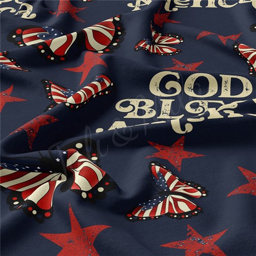 4th of July Patriotic Double Brushed Polyester Fabric Jersey Stretchy Soft Polyester Stretch Fabric