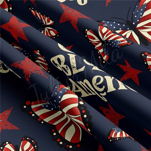4th of July Patriotic Double Brushed Polyester Fabric Jersey Stretchy Soft Polyester Stretch Fabric