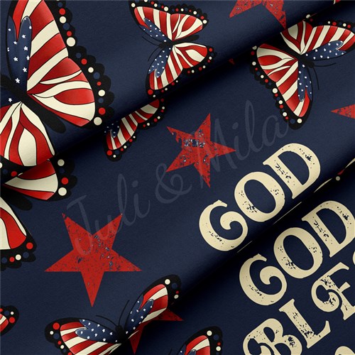 4th of July Patriotic Double Brushed Polyester Fabric Jersey Stretchy Soft Polyester Stretch Fabric
