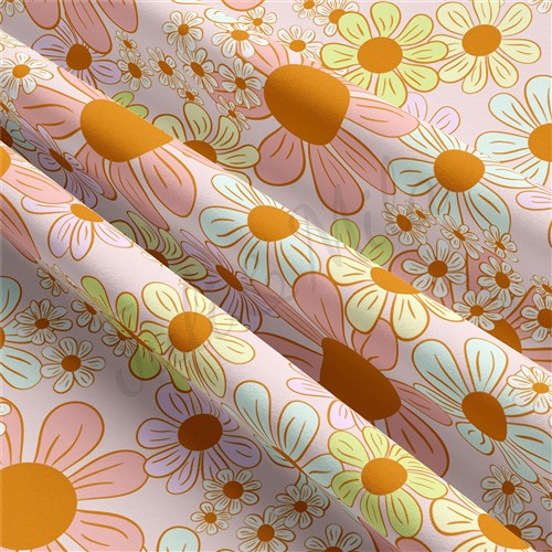 Floral Flowers Double Brushed Polyester Fabric Jersey Stretchy Soft Polyester Stretch Fabric
