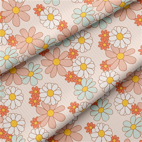 Floral Rib Knit Fabric, RBK221 & Get a Free $89.99 Embroidery Bundle