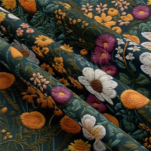 Floral Embroidery Rib Knit Fabric, RBK1785 & Get a Free $89.99 Embroidery Bundle