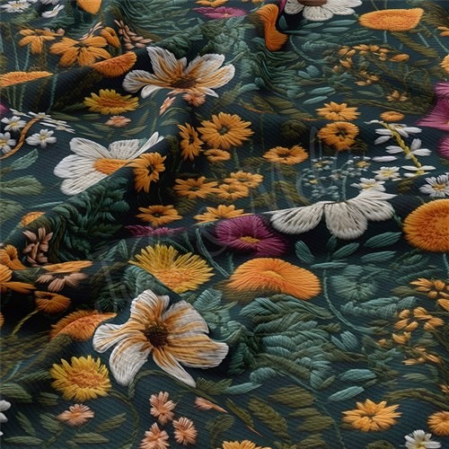 Floral Embroidery Rib Knit Fabric, RBK1785 & Get a Free $89.99 Embroidery Bundle