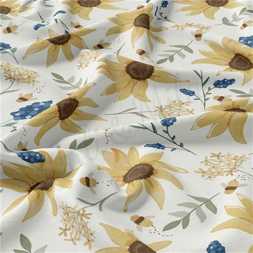 Floral Flowers Double Brushed Polyester Fabric Jersey Stretchy Soft Polyester Stretch Fabric