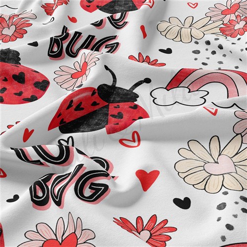 Love Bug Double Brushed Polyester Fabric Jersey Stretchy Soft Polyester Stretch Fabric