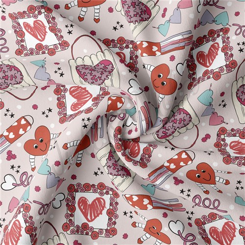 Valentine's Day Double Brushed Polyester Fabric Jersey Stretchy Soft Polyester Stretch Fabric