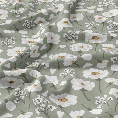 Floral Flowers Double Brushed Polyester Fabric Jersey Stretchy Soft Polyester Stretch Fabric