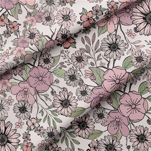 Floral Floral Flowers Double Brushed Polyester Fabric Jersey Stretchy Soft Polyester Stretch Fabric
