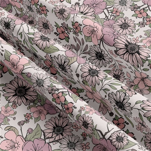 Floral Floral Flowers Double Brushed Polyester Fabric Jersey Stretchy Soft Polyester Stretch Fabric