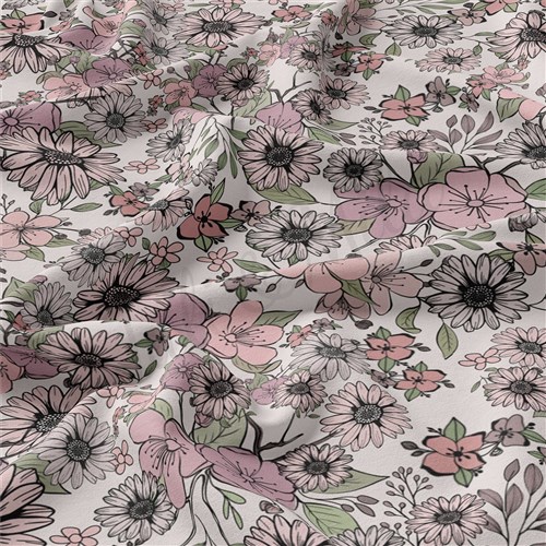 Floral Floral Flowers Double Brushed Polyester Fabric Jersey Stretchy Soft Polyester Stretch Fabric