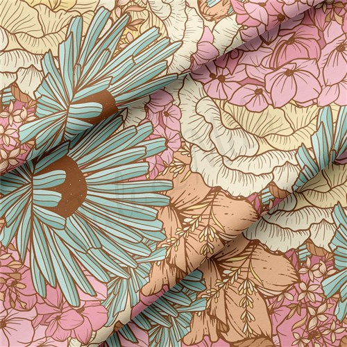 Floral Floral Flowers Double Brushed Polyester Fabric Jersey Stretchy Soft Polyester Stretch Fabric
