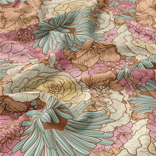 Floral Floral Flowers Double Brushed Polyester Fabric Jersey Stretchy Soft Polyester Stretch Fabric