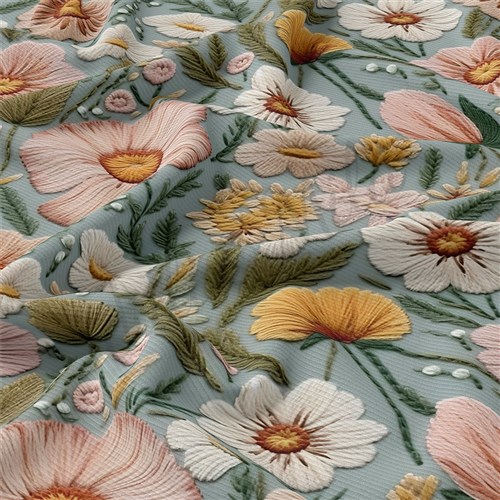 Floral Embroidery Rib Knit Fabric, RBK1786 & Get a Free $89.99 Embroidery Bundle