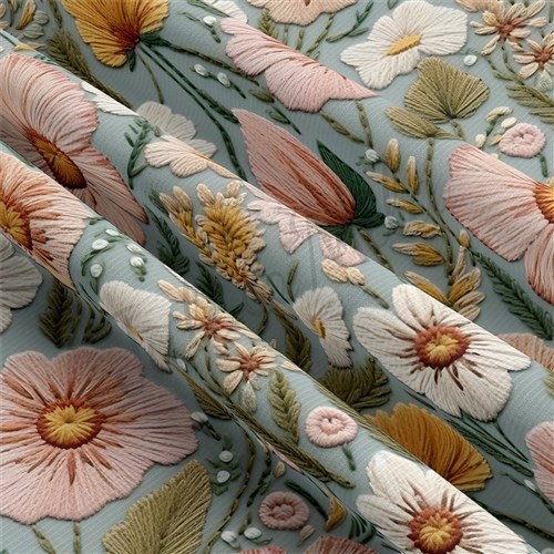 Floral Embroidery Rib Knit Fabric, RBK1786 & Get a Free $89.99 Embroidery Bundle