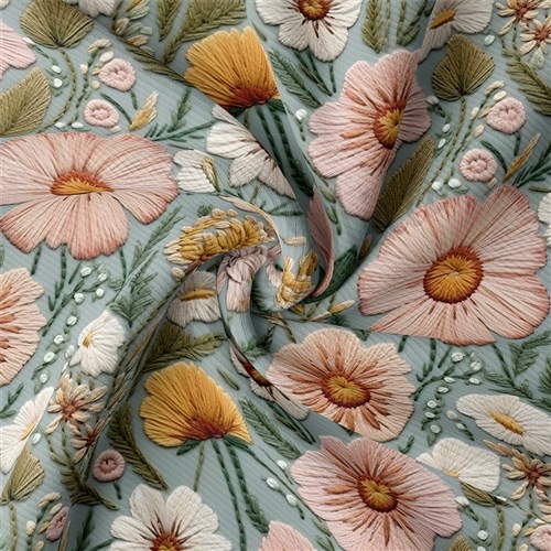 Floral Embroidery Rib Knit Fabric, RBK1786 & Get a Free $89.99 Embroidery Bundle