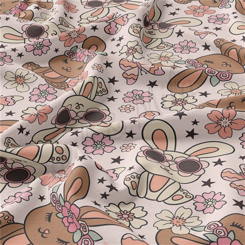 Easter Double Brushed Polyester Fabric Jersey Stretchy Soft Polyester Stretch Fabric