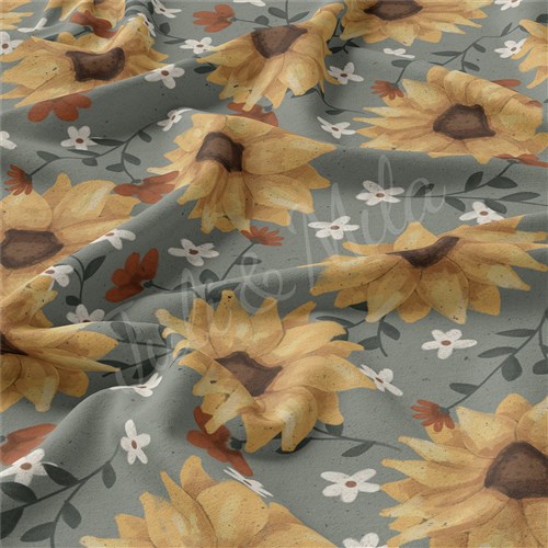 DBPsunflowers Double Brushed Polyester Fabric Jersey Stretchy Soft Polyester Stretch Fabric