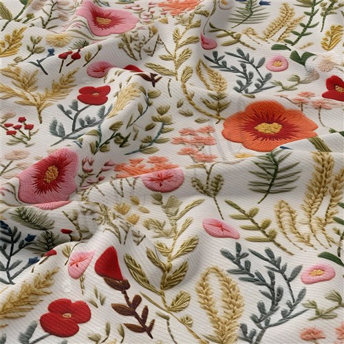 Floral Embroidery Rib Knit Fabric, RBK1788 & Get a Free $89.99 Embroidery Bundle