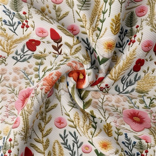 Floral Embroidery Rib Knit Fabric, RBK1788 & Get a Free $89.99 Embroidery Bundle