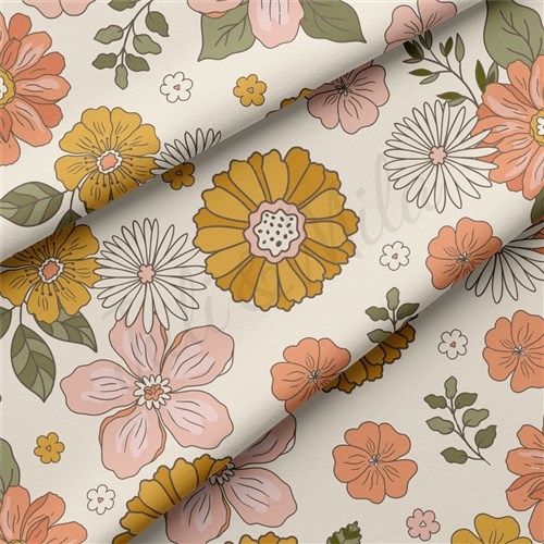 Floral Double Brushed Polyester Fabric Jersey Stretchy Soft Polyester Stretch Fabric