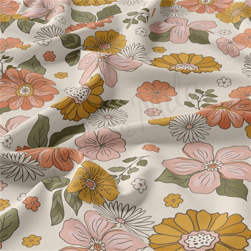Floral Double Brushed Polyester Fabric Jersey Stretchy Soft Polyester Stretch Fabric