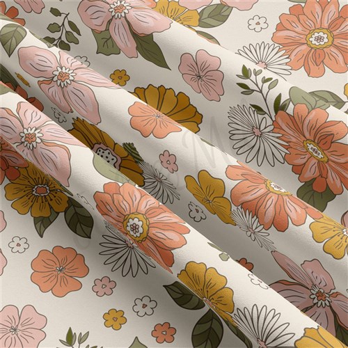 Floral Double Brushed Polyester Fabric Jersey Stretchy Soft Polyester Stretch Fabric
