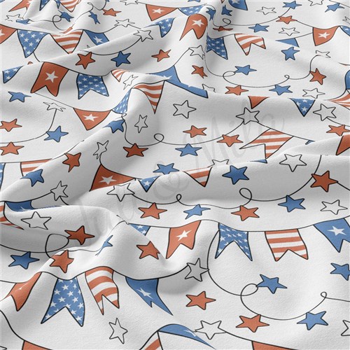 4th of July Patriotic Double Brushed Polyester Fabric Jersey Stretchy Soft Polyester Stretch Fabric